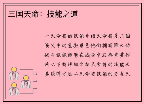 三国天命：技能之道